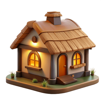 vibrant rustic A traditional thatched roof cottage in a rural setting, warm light, idyllic atmosphere, picturesque style professional png