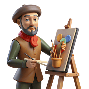 wonderful abstract A Renaissance artist paints a portrait in his studio, soft, north light, Renaissance painting style professional png