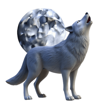 extraordinary minimalist A solitary wolf howling at the moon, snowy mountain setting, moonlight, realistic style genuine png