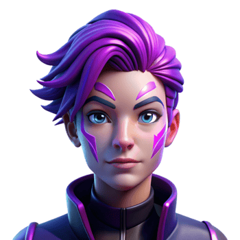 vibrant modern Portrait of a nonbinary person with vibrant purple hair and intricate face paint, illuminated by neon lights, in a cyberpunk style 4K png