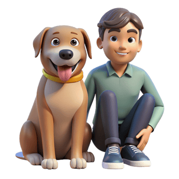 vibrant artistic A loyal dog sitting patiently by its owner's side, with warm, natural lighting, in a heartwarming, family portrait style detailed png