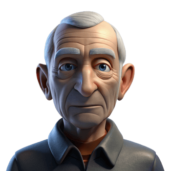 impressive classic Close-up portrait of an elderly man with deep wrinkles and a weathered face, illuminated by a single spotlight from above, in a chiaroscuro style original png