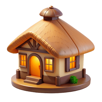 stunning vintage A traditional thatched roof cottage, cozy interior, warm lighting, idyllic setting detailed png