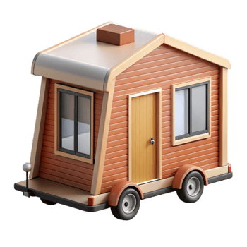 vibrant vintage Tiny house on wheels, compact design, maximizing space, natural light professional png