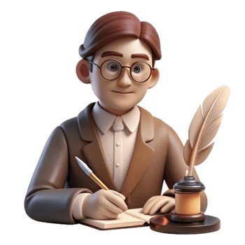 dramatic rustic Portrait of a pensive writer with spectacles and a quill pen, lit by a warm desk lamp, in a vintage literary style high resolution png