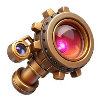 wonderful artistic A detailed design of a steampunk monocle with a small gear mechanism and a ruby lens, soft, ambient lighting professional png