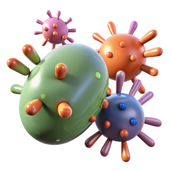 beautiful rustic A microscopic view of bacteria interacting with nanobots, scientific visualization style original png