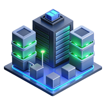 impressive vintage A futuristic data center, servers glowing with blue and green LEDs, complex network cables connecting everything, isometric perspective, technical illustration style 4K png