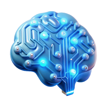 serene abstract A glowing circuit board forming the shape of a human brain, artificial intelligence concept, dark background 4K png