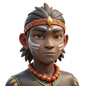 magnificent contemporary Portrait of a person with tribal face paint and traditional headdress. Natural, outdoor lighting. Style National Geographic photograph high resolution png