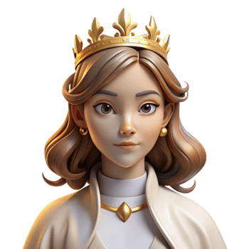stunning contemporary Portrait of a majestic queen with a golden crown and flowing robes, lit by dramatic chiaroscuro lighting, in a Renaissance painting style genuine png