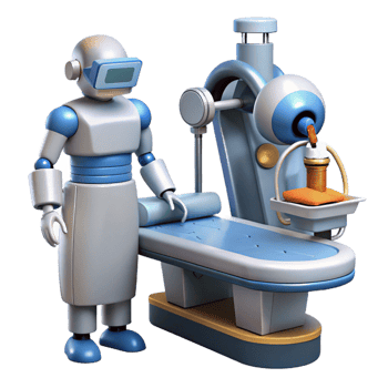 stunning classic A futuristic surgical robot performing an operation, precise movements, sterile environment, medical science fiction style genuine png