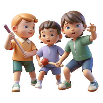 serene modern A group of children playing stickball in a 1950s neighborhood, soft, nostalgic lighting, vintage photographic style high quality png