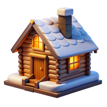 magnificent vintage Log cabin, rustic design, snow-covered landscape, warm interior lighting, cozy atmosphere high quality png