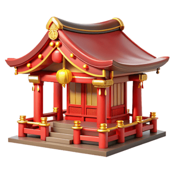 elegant traditional Traditional Japanese temple, intricate wooden carvings, red and gold details, serene atmosphere, soft lighting exclusive png