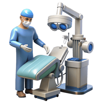 beautiful classic A robotic surgeon performing a complex operation, sterile, clinical lighting, medical illustration style high quality png