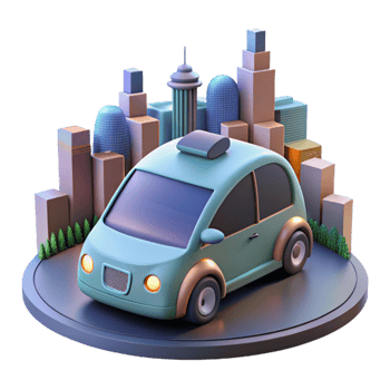magnificent modern A self-driving car navigating a city street, futuristic design, realistic style high resolution png