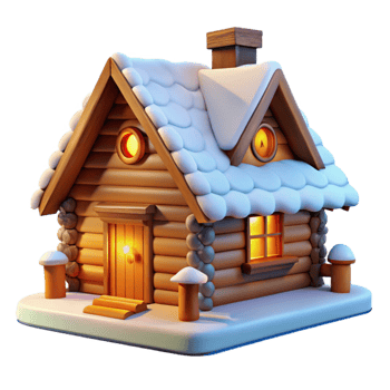 magnificent artistic Log cabin, rustic design, snow-covered landscape, warm interior lighting, cozy atmosphere professional png