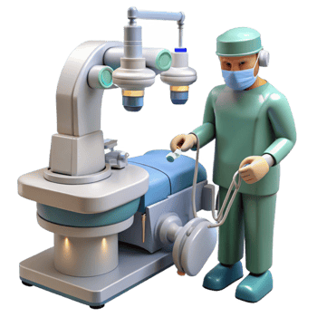 wonderful modern A robotic surgeon performing a complex operation, sterile, clinical lighting, medical illustration style exclusive png