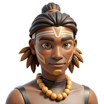 impressive minimalist Portrait of a person with tribal face paint and traditional headdress. Natural, outdoor lighting. Style National Geographic photograph high resolution png