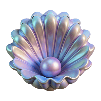 vibrant creative A fractal pattern resembling a seashell, with intricate details and a pearly sheen, illuminated by soft, ambient light high resolution png