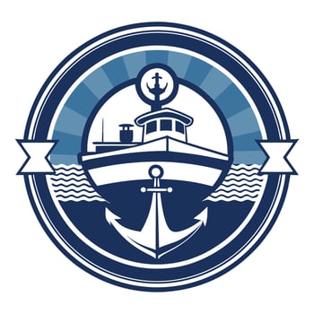 Vintage Circular Stamp with Anchor Boat and Ship Motif vector