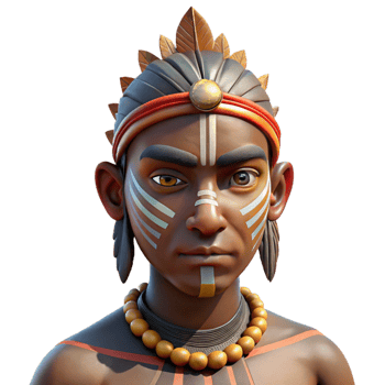 impressive classic Portrait of a person with tribal face paint and traditional headdress. Natural, outdoor lighting. Style National Geographic photograph premium png