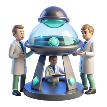 beautiful rustic A group of scientists studying a strange alien artifact, mysterious and intriguing, sci-fi thriller style authentic png