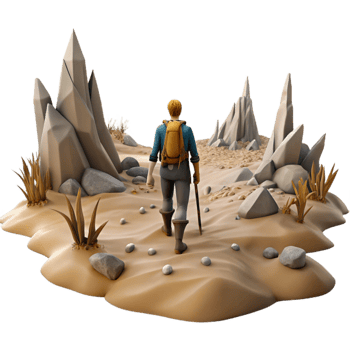 wonderful contemporary A lone wanderer traversing a desolate wasteland, apocalyptic setting, fantasy art exclusive png
