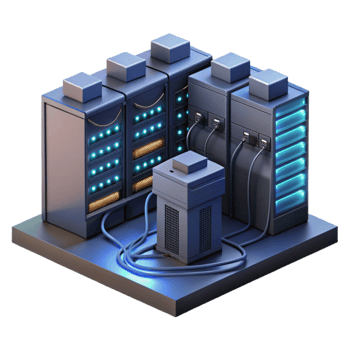 serene traditional A server room filled with blinking lights and cables, complex network infrastructure, dark environment, realistic style detailed png