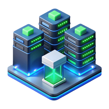 extraordinary rustic A futuristic data center, servers glowing with blue and green LEDs, complex network cables connecting everything, isometric perspective, technical illustration style original png