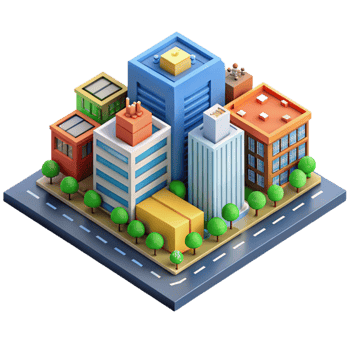 impressive rustic Isometric city block, colorful buildings, detailed streets, vibrant urban scene, pixel art style detailed png