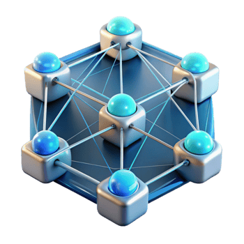 serene rustic A network of interconnected devices, glowing lines and nodes, abstract and futuristic style professional png