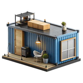 beautiful traditional Shipping container home, industrial chic, upcycled materials, customizable layout, daylight 4K png