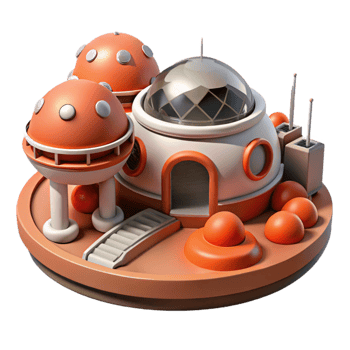 dramatic vintage Mars colony, futuristic habitats, red planet landscape, scientific outpost, highly detailed, 4K png