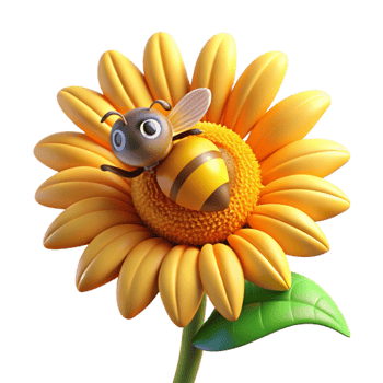 wonderful modern A bee collecting pollen from a sunflower, close-up, golden hour lighting, vibrant colors 4K png