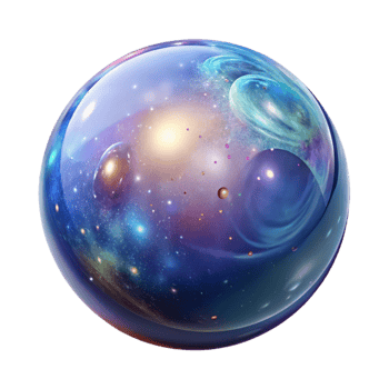 stunning modern A giant, iridescent bubble filled with swirling galaxies and nebulae, in a cosmic art style, high quality png