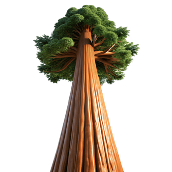 beautiful contemporary A giant sequoia tree reaching towards the sky, low angle shot, majestic, awe-inspiring style premium png