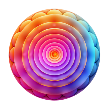 magnificent creative A mesmerizing pattern of concentric circles radiating outwards, rendered in vibrant gradients with a soft focus, psychedelic style exclusive png