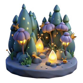impressive modern Group of fireflies illuminating a dark forest, magical, ethereal, fantasy art style, 4K png