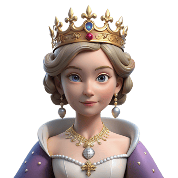magnificent rustic Portrait of a regal queen with a jeweled crown, elegant gown, and a commanding presence, lit by a grand chandelier, in a classical painting style genuine png