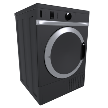 Black clothes dryer machine isolated on transparent png