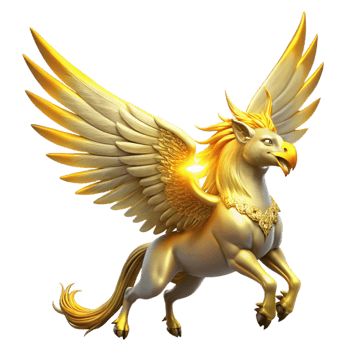 vibrant rustic A majestic griffin, with feathers of gold and wings of pure light, soaring through a starlit sky, illuminated by the celestial glow. Mythological painting style authentic png