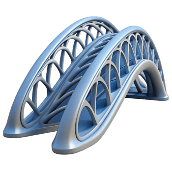 vibrant artistic Parametric bridge design, flowing curves, intricate geometry, futuristic engineering, urban landscape high resolution png