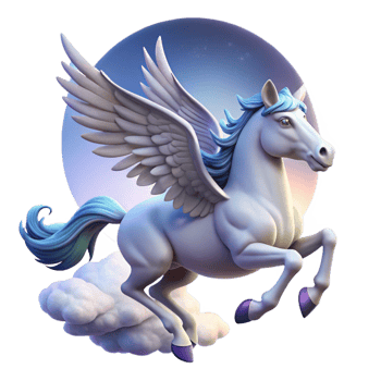 beautiful abstract A graceful pegasus soaring through a cloudy sky, illuminated by a full moon, wings outstretched. Dreamlike style original png