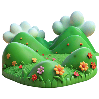 vibrant modern Rolling green hills dotted with wildflowers under a summer sky, vibrant colors, idyllic, impressionistic style, authentic png