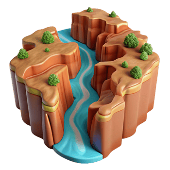 impressive contemporary A flowing river, cutting through a canyon, aerial view, landscape photography style original png