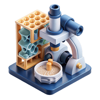 elegant contemporary Microscale architecture, intricate details, viewed through a microscope, abstract patterns, scientific illustration, high resolution png