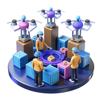 wonderful artistic A bustling futuristic marketplace, filled with hovering drones delivering packages and citizens wearing augmented reality glasses. Cyberpunk style, vibrant lighting genuine png