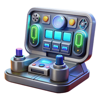 extraordinary classic A futuristic control panel with glowing buttons and holographic displays, complex data streams visible, in a dimly lit room exclusive png